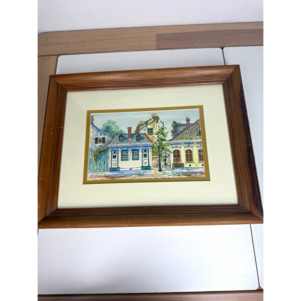 Nancy Laven Signed Framed Matted Watercolor Street Scene "Along Rue Royal" 1990